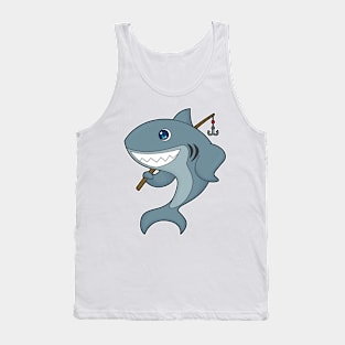 Shark Fishing Fisher Finshing rod Tank Top